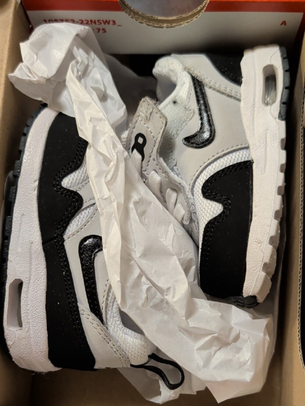 Nike Air Max 1 Easyon (TD) White Black Toddler Sneakers Size 4C NIB $65 - Picture 11 of 12